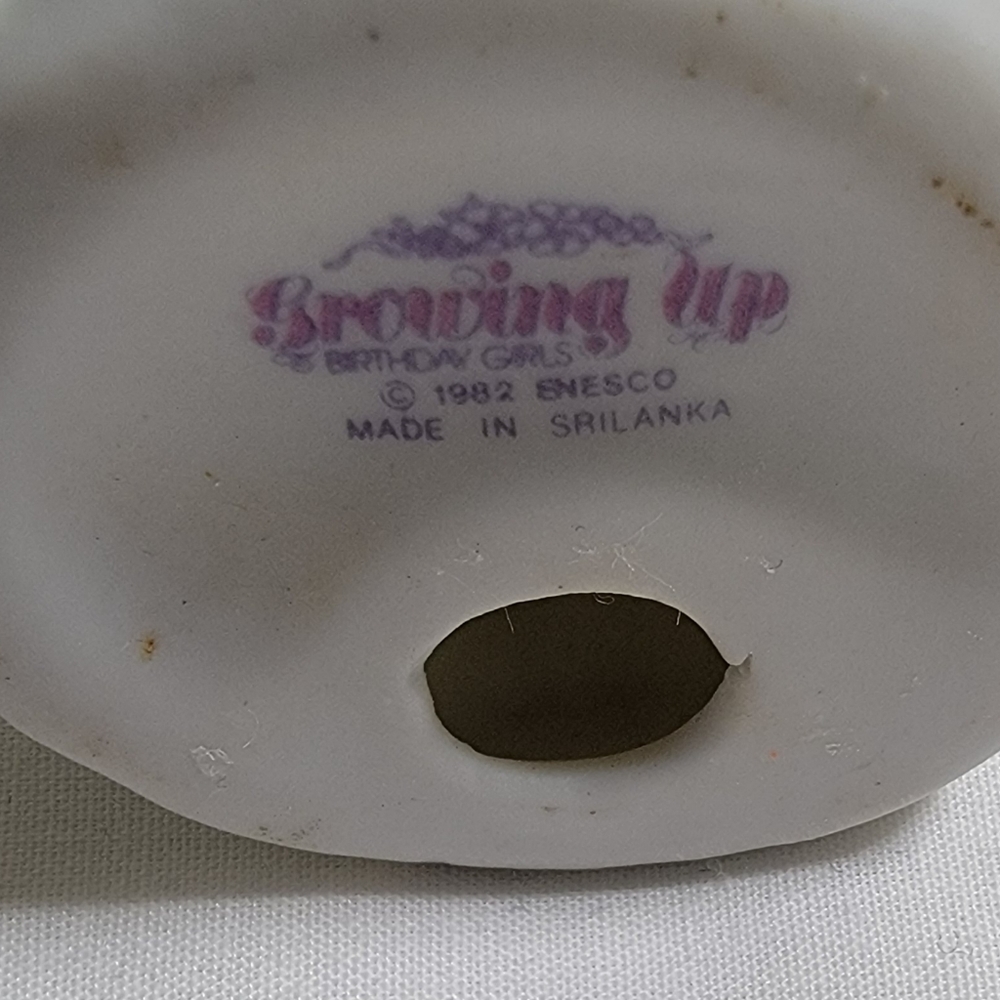 Vintage Growing Up Birthday Girl 3rd Green Dress 1982 Figurine Cake Top Enesco - Picture 4 of 7